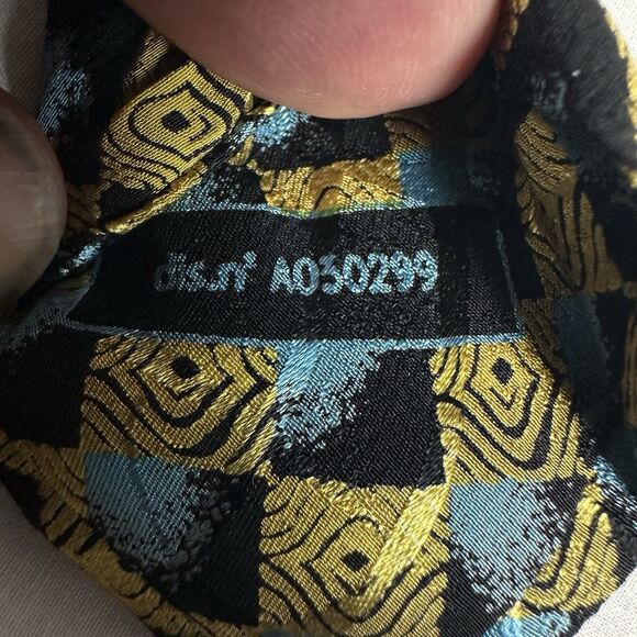 BRIONI Extra Long Suit Tie Silk Blue Black Gold Based Woven Handmade In Italy - Picture 15 of 16